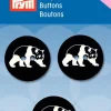 Prym Kinder Knopf Knöpfe Panda schwarz weiß 20mm 3 Stück