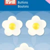 Prym Kinder Knopf Knöpfe Öse Blume weiß gelb 20mm 3 Stück