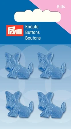 Prym Kinder Knopf Knöpfe Öse Hund blau 18mm 4 Stück