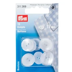 Prym 15 Knöpfe Kunststoff transparent 17mm