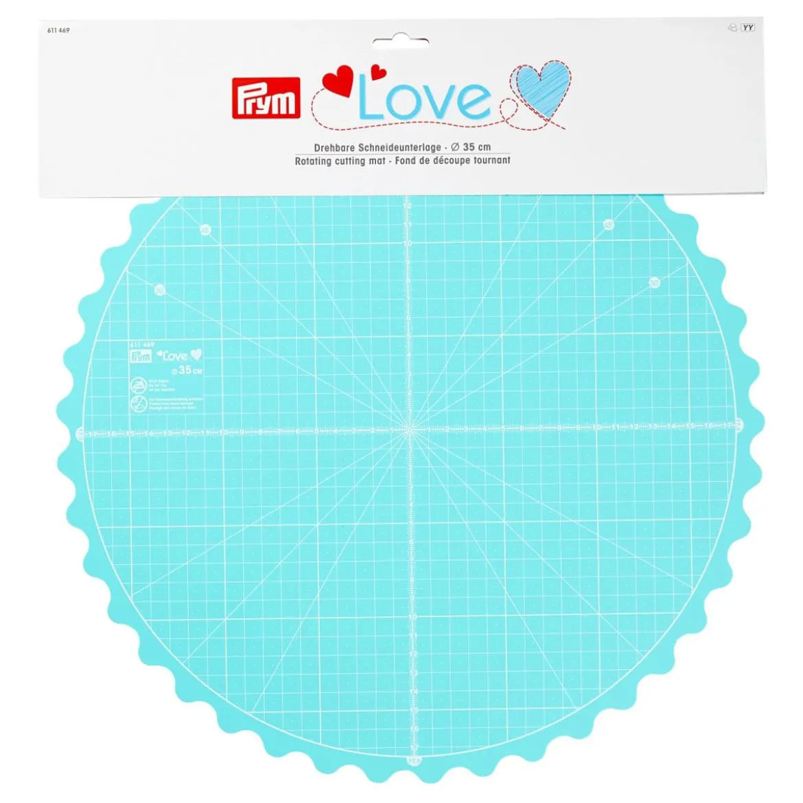 Prym Love drehbare Schneideunterlage rund mint 35cm