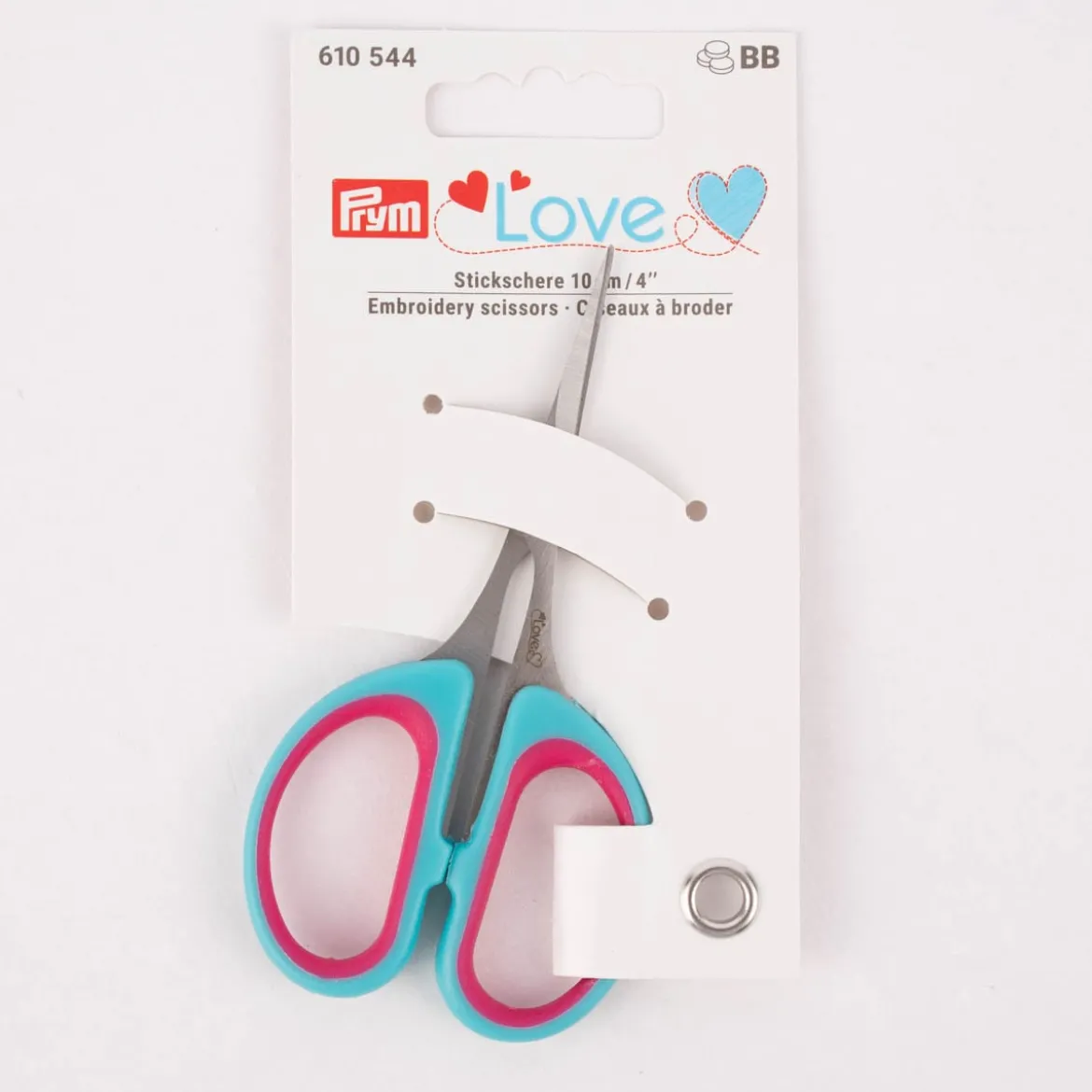 Prym Love Stickschere fein 4'' 10 cm mint pink