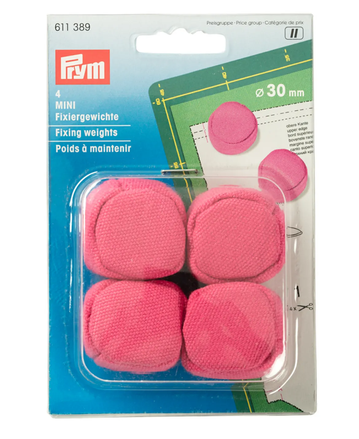 Prym 4 Mini Fixier-Gewichte Ø30mm pink