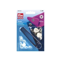 Prym Nähfrei Druckknopf Jersey Annähoptik weiß Fadenfarbe schwarz 7 Stück 12mm