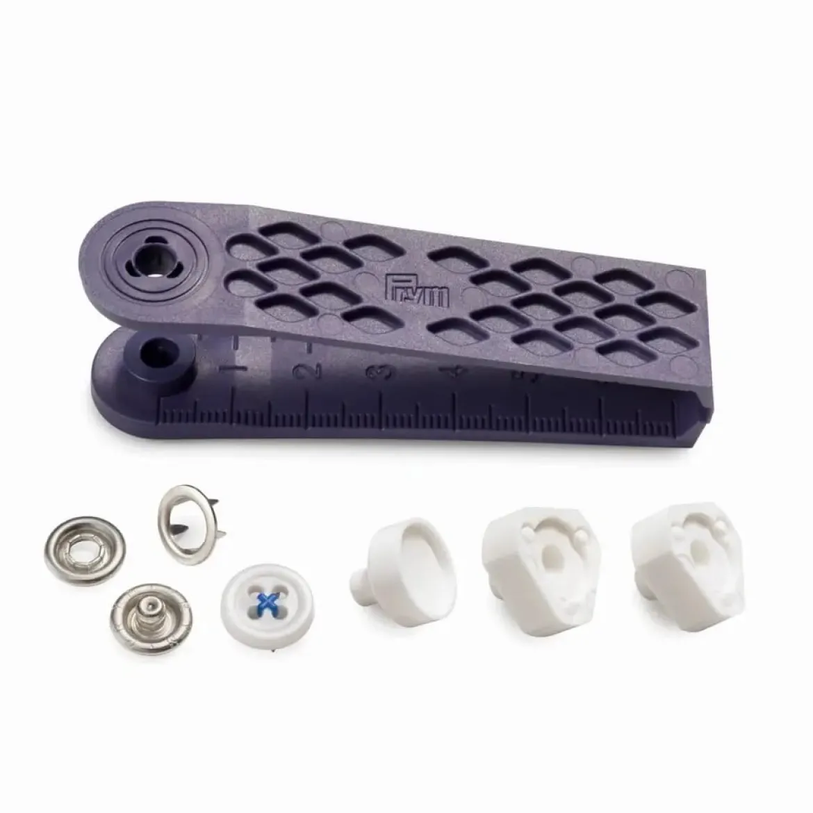 Prym Nähfrei Druckknopf Jersey Annähoptik weiß Fadenfarbe blau 7 Stück 12mm