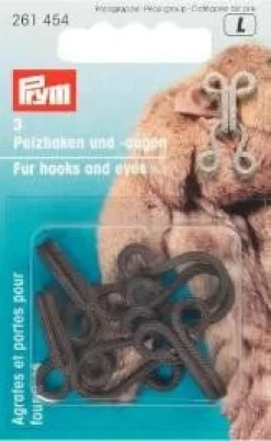 Prym 3 Pelzhaken und Augen braun