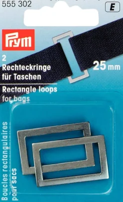 Prym 2 Rechteckringe für Taschen alt-silberfarbig 25mm
