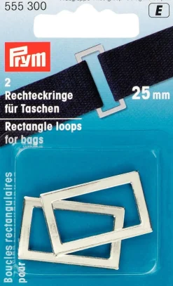 Prym 2 Rechteckringe für Taschen silberfarbig 25mm