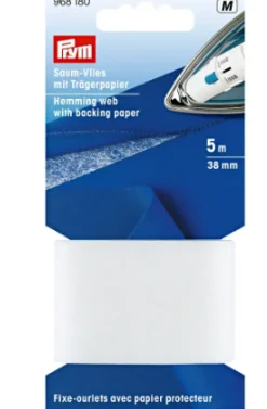 Prym Saumvlies mit Trägerpapier zum Einbügeln 38 mm weiß
