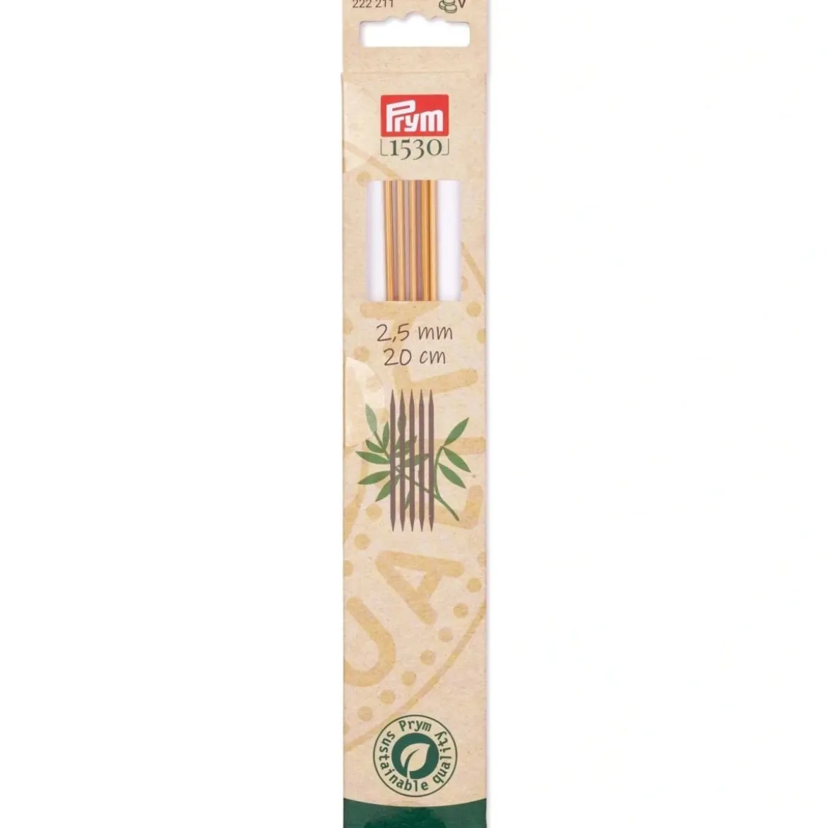Prym Stricknadeln für Strümpfe aus BAMBUS 5 Stück 20cm Ø2,5mm