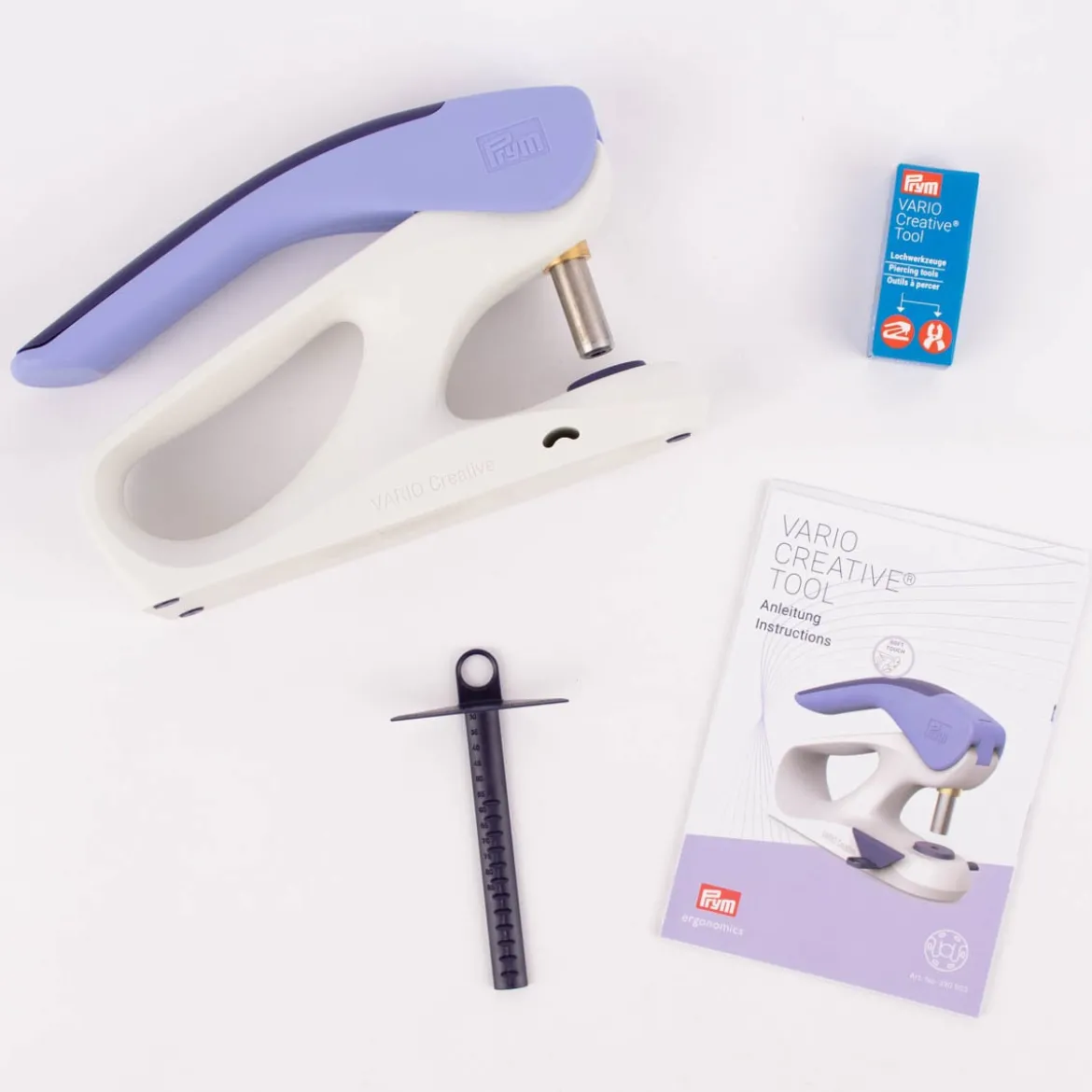 Prym VARIO Creative ® Tool ergonomics für nähfreie Knöpfe Verschlüsse und mehr weiß violett 24x19,5x7,6cm