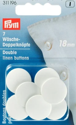 Prym 16 Wäsche Doppelknöpfe weiß 18mm 7 Stück