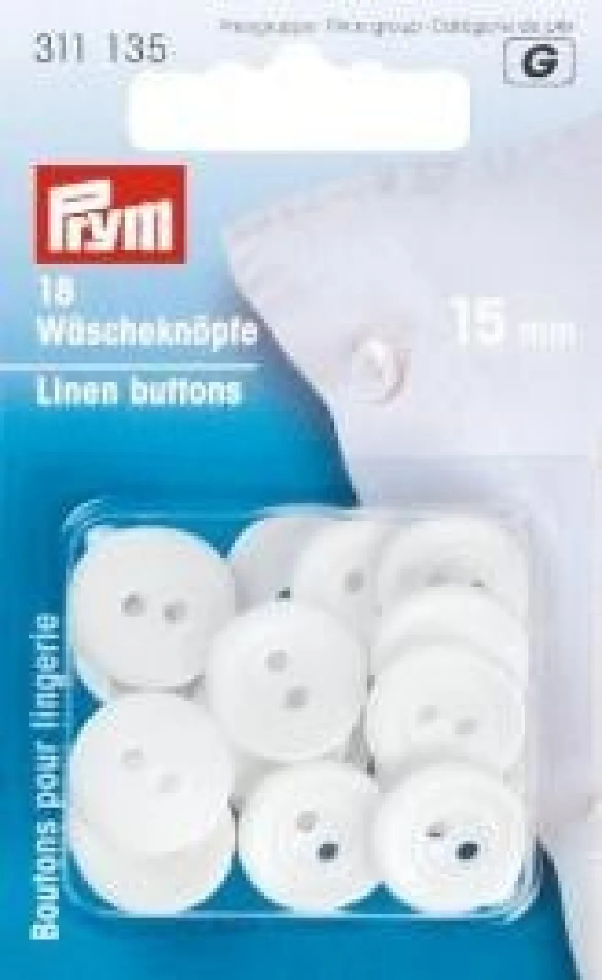 Prym 18 Wäscheknöpfe Melaminharz 15mm