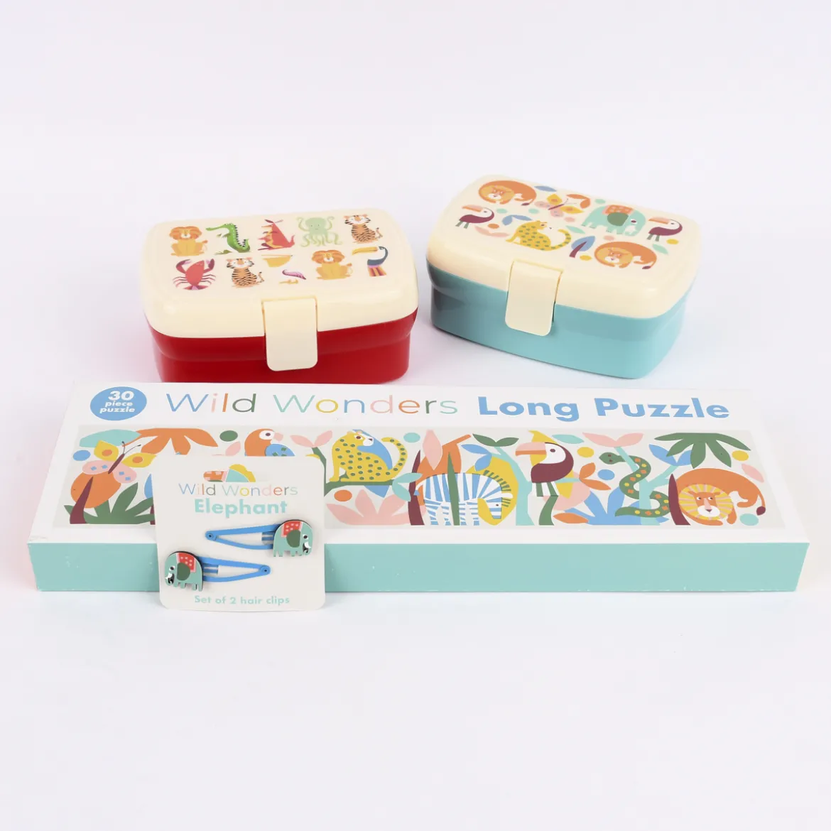 Puzzle aus Pappe Wild Wonders beige türkis bunt 40x14x4cm