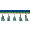 Quasten Borte Trio blau grün beige Breite: 25mm
