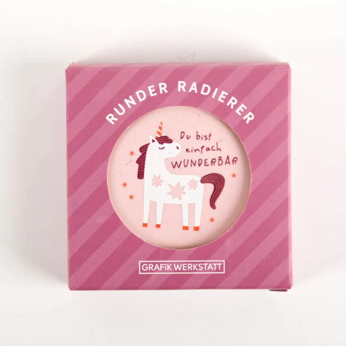 Radiergummi "Du bist einfach wunderbar" Einhorn runder Radiergummi 5,5cm von Grafik Werkstatt