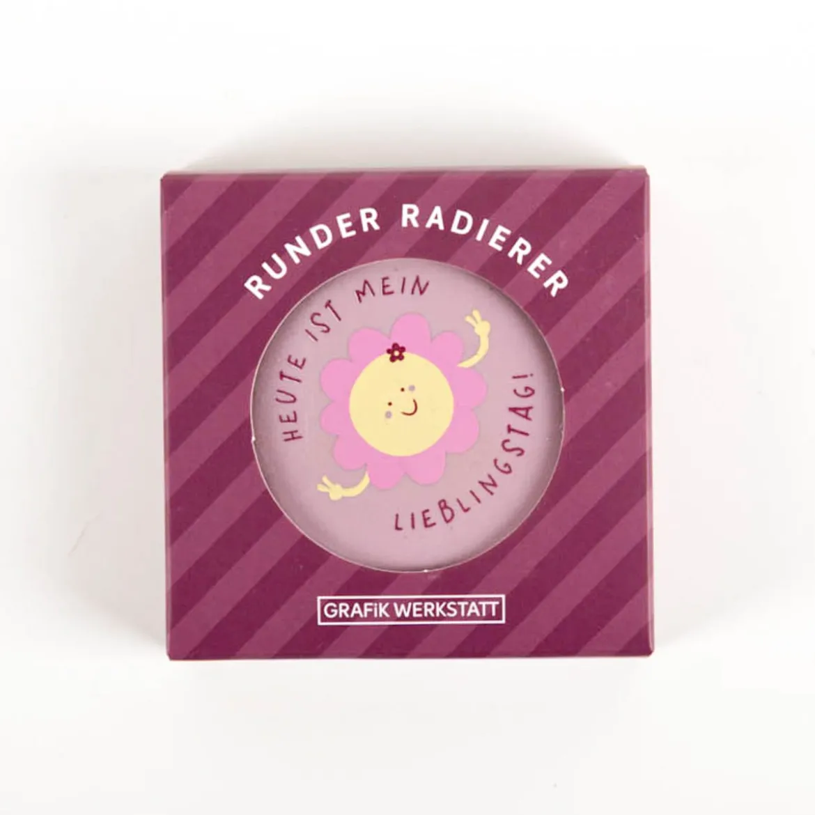 Radiergummi "Heute ist mein Lieblingstag" Blume runder Radiergummi 5,5cm von Grafik Werkstatt