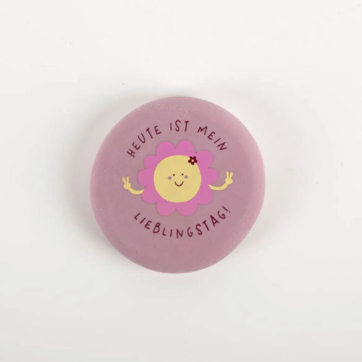 Radiergummi "Heute ist mein Lieblingstag" Blume runder Radiergummi 5,5cm von Grafik Werkstatt