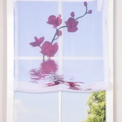 Raffrollo Rollo Voile Digitaldruck Orchidee fuchsia weiß