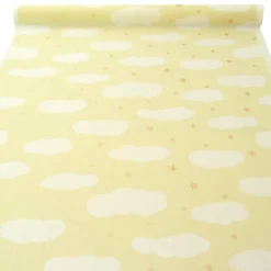 Rasch Bambino Dekostoff Baumwollstoff Gardinenstoff Meterware Himmel Wolken Sterne gelb 150cm