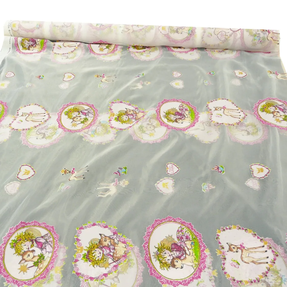 Rasch Gardinenstoff Organza Ausbrenner Prinzessin Lillifee mit Reh weiß pink rosa 300cm