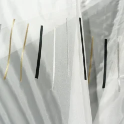 Rasch Organza Gardinenstoff Stickerei Meterware Reflection Stores Streifen weiß grau schwarz antikgold 280cm