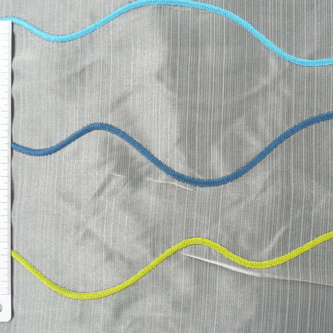 Rasch Organza Gardinenstoff Stickerei Meterware Stores Easy Way Wellen weiß aqua grün schwarz 280cm