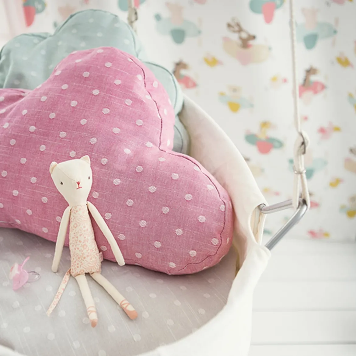Rasch Textil Dekostoff Baumwollstoff Leinenoptik Bambino Fun Punkte gelb 1,40m Breite