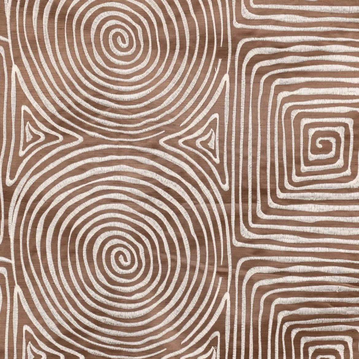 Rasch Textil Dekostoff Gardinenstoff Seidenoptik Stickerei Labyrinth braun creme 1,4m Breite