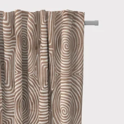 Rasch Textil Dekostoff Gardinenstoff Seidenoptik Stickerei Labyrinth braun creme 1,4m Breite