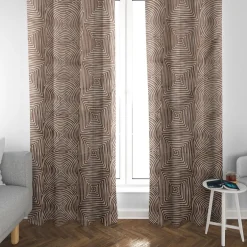 Rasch Textil Dekostoff Gardinenstoff Seidenoptik Stickerei Labyrinth braun creme 1,4m Breite