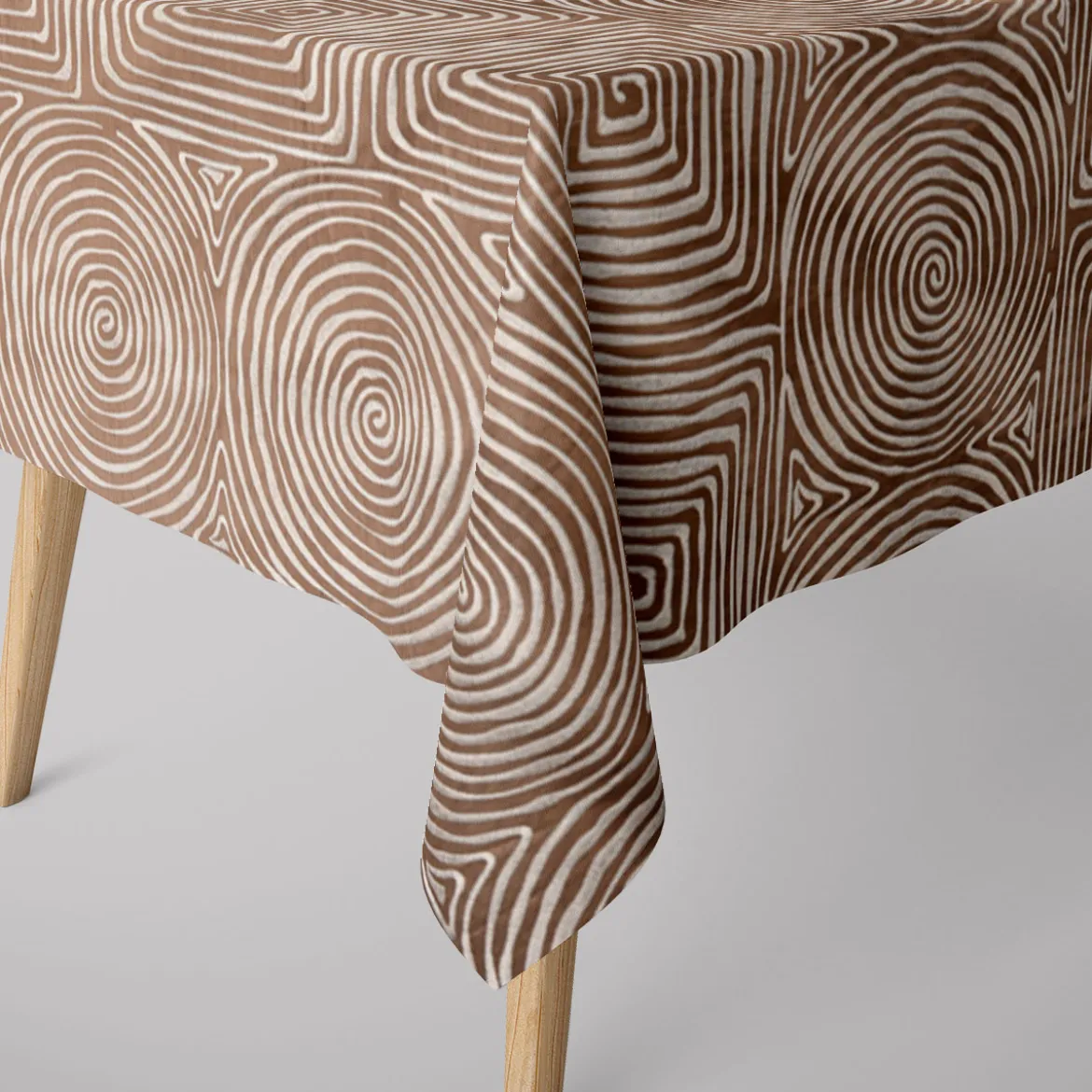 Rasch Textil Dekostoff Gardinenstoff Seidenoptik Stickerei Labyrinth braun creme 1,4m Breite