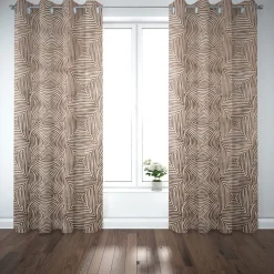 Rasch Textil Dekostoff Gardinenstoff Seidenoptik Stickerei Labyrinth braun creme 1,4m Breite