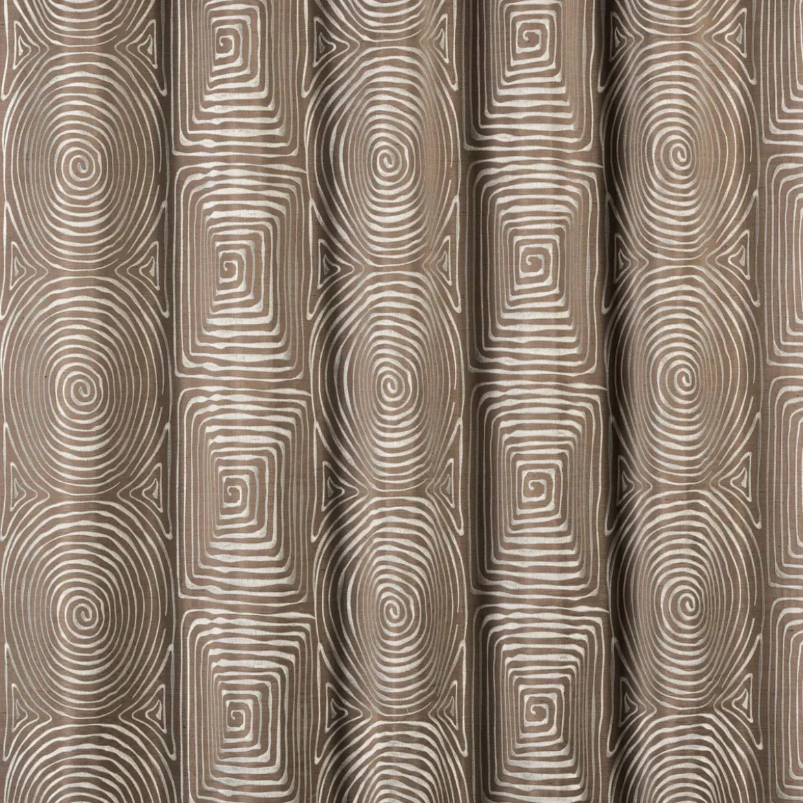 Rasch Textil Dekostoff Gardinenstoff Seidenoptik Stickerei Labyrinth braun creme 1,4m Breite