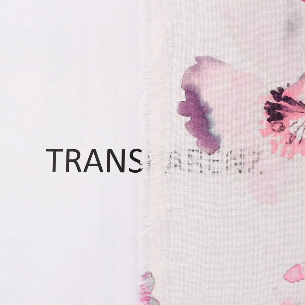 Rasch Textil Gardinenstoff Baumwolle Malve Aquarell-Blumen halbtransparent weiß pink 280cm