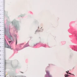 Rasch Textil Gardinenstoff Baumwolle Malve Aquarell-Blumen halbtransparent weiß pink 280cm