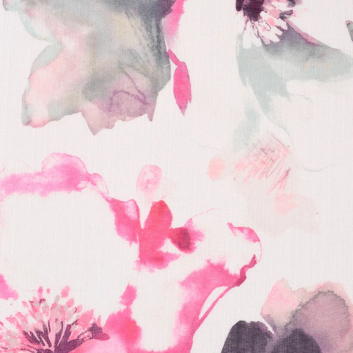 Rasch Textil Gardinenstoff Baumwolle Malve Aquarell-Blumen halbtransparent weiß pink 280cm