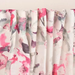 Rasch Textil Gardinenstoff Baumwolle Malve Aquarell-Blumen halbtransparent weiß pink 280cm