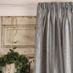 Rasch Textil Gardinenstoff Stores Shine Längsstreifen Leinenstruktur grau silber 300cm