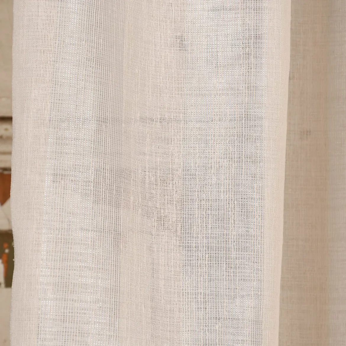 Rasch Textil Gardinenstoff Stores Shine Längsstreifen Leinenstruktur creme 300cm