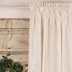 Rasch Textil Gardinenstoff Stores Shine Längsstreifen Leinenstruktur creme 300cm
