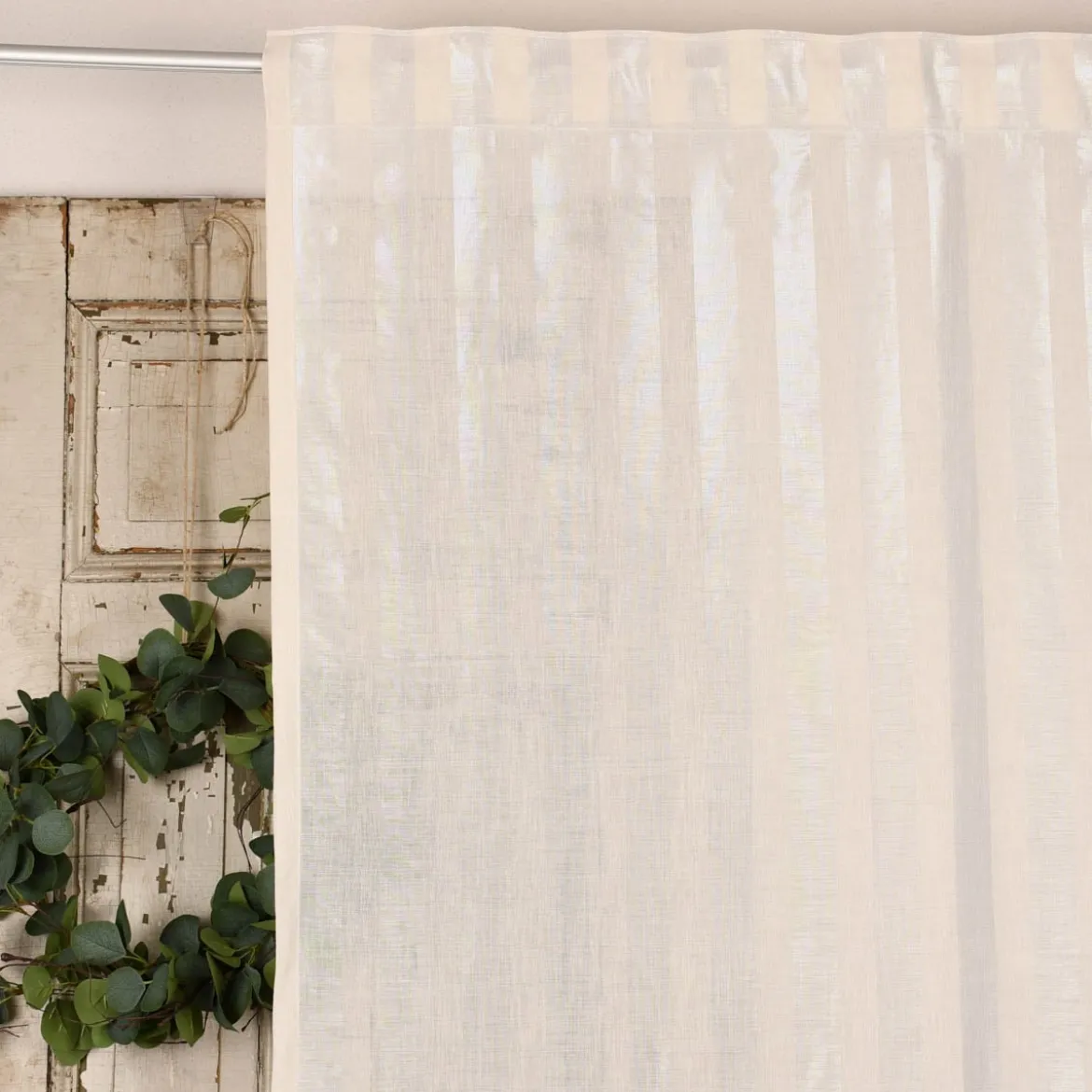 Rasch Textil Gardinenstoff Stores Shine Längsstreifen Leinenstruktur creme 300cm