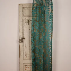 Rasch Textil Gardinenstoff Stores Ausbrenner Sri Lanka Blätter petrol bronze 300cm