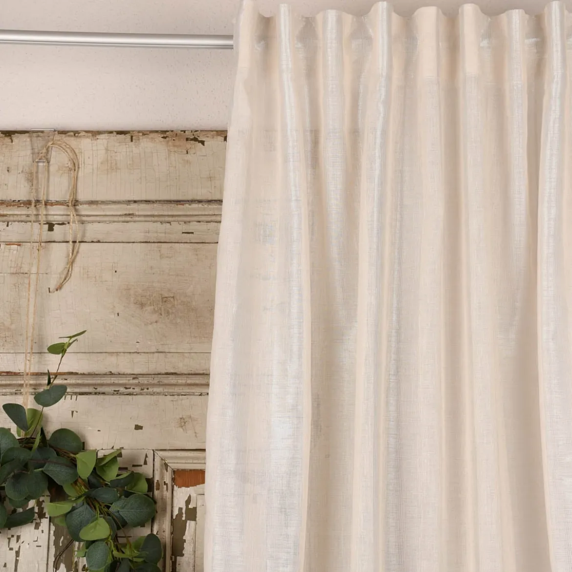 Rasch Textil Gardinenstoff Stores Shine Längsstreifen Leinenstruktur linen natur 300cm