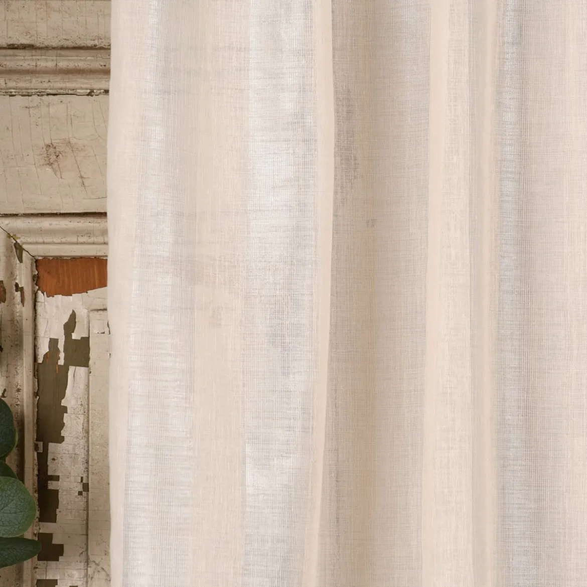 Rasch Textil Gardinenstoff Stores Shine Längsstreifen Leinenstruktur linen natur 300cm