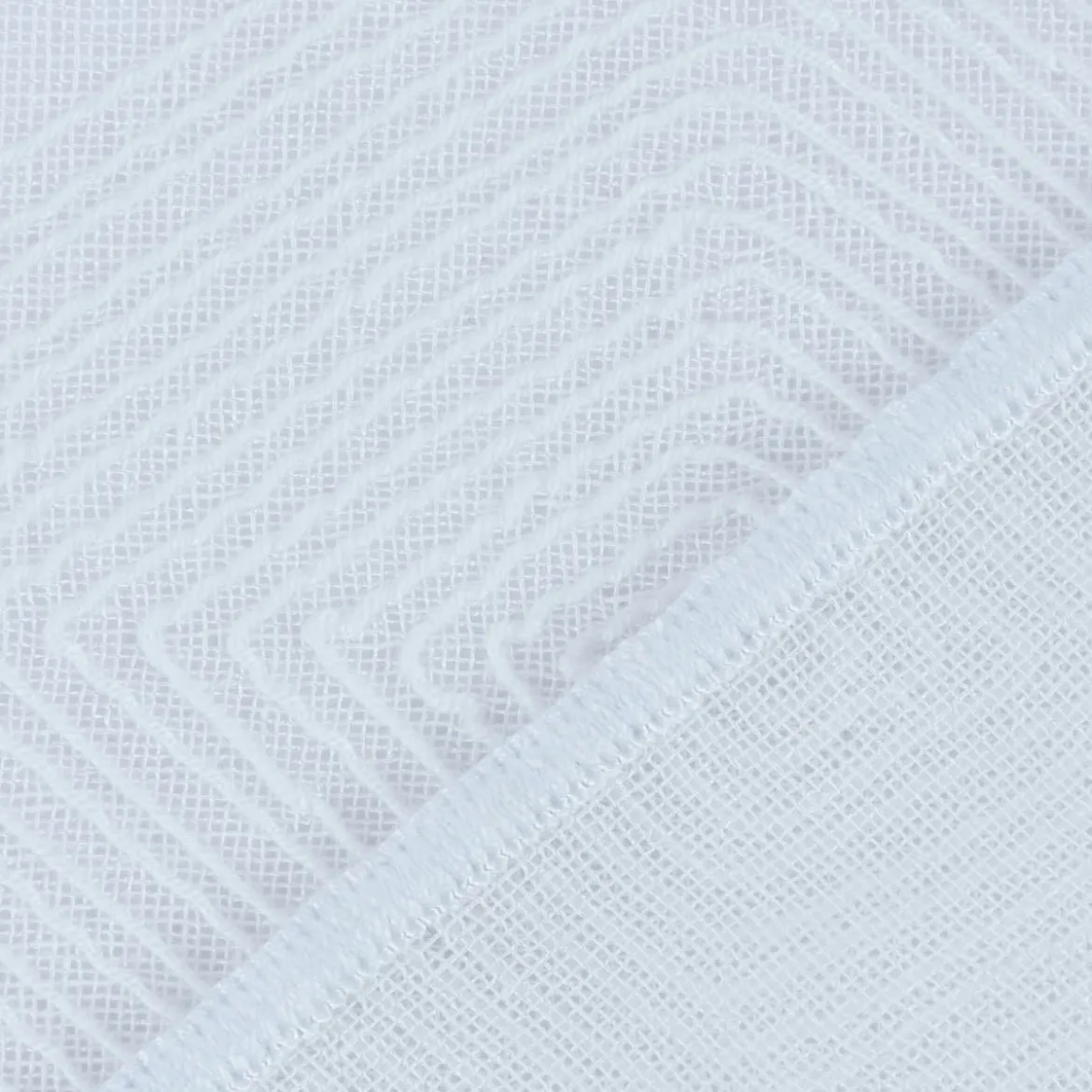 Rasch Textil Gardinenstoff Stickerei Leinenoptik Karma Rauten weiß 300cm
