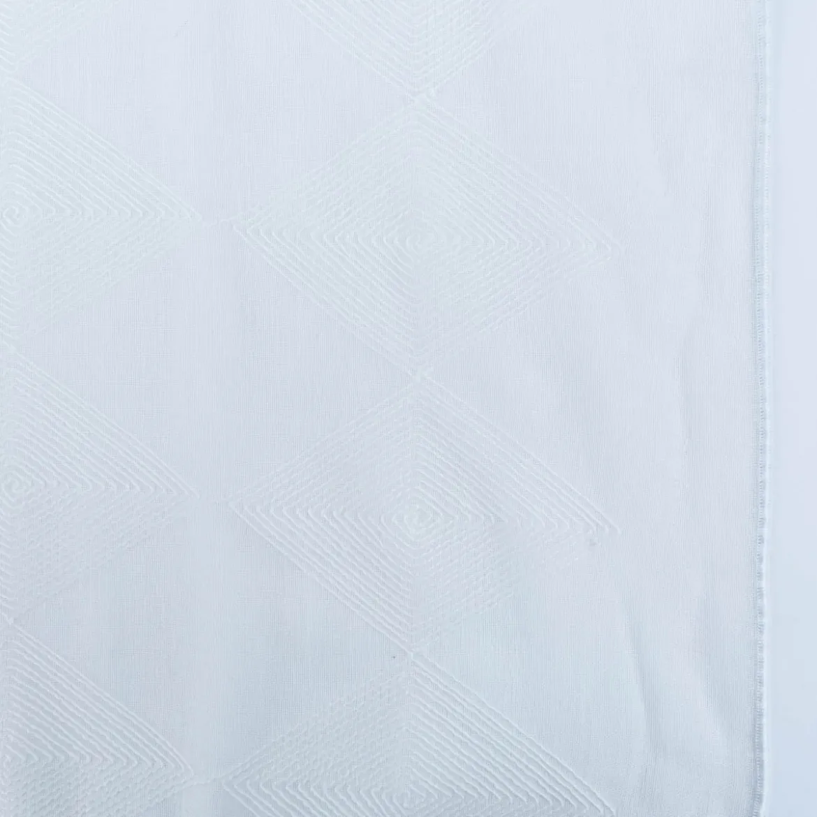 Rasch Textil Gardinenstoff Stickerei Leinenoptik Karma Rauten weiß 300cm