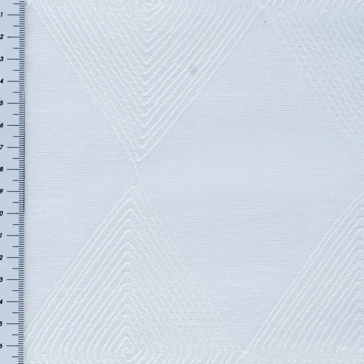 Rasch Textil Gardinenstoff Stickerei Leinenoptik Karma Rauten weiß 300cm