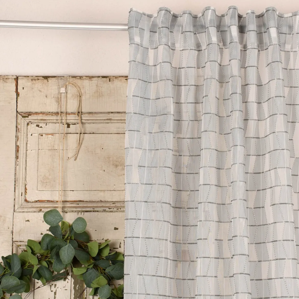 Rasch Textil Gardinenstoff Stores Scherli Rechtecke abstrakt grau 300cm