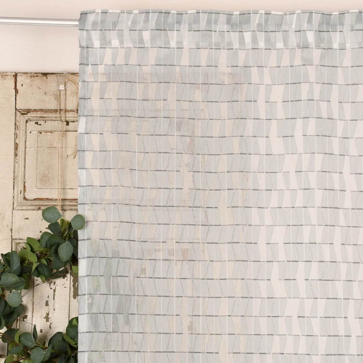 Rasch Textil Gardinenstoff Stores Scherli Rechtecke abstrakt grau 300cm